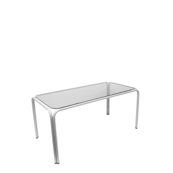 Mesa De Oficina Vega Chasis Plata Cristal Fumé 100cm X 50cm