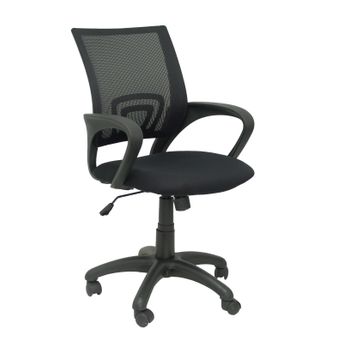 Silla De Oficina Ergonómica Con Mecanismo Basculante Y Regulable En Altura  Respaldo De Malla En Color Negro Y Asiento Tapizado En Tejido Aran Color Negro Piqueras Y Crespo Modelo 312