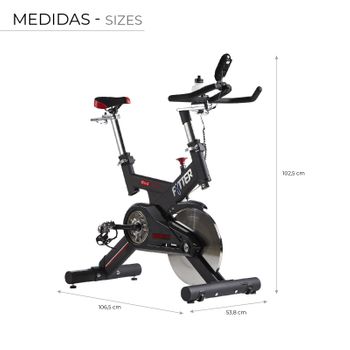 Bicicleta Ciclo Indoor Fytter Rider Ri-09r Generation Ii 128x53x119 Cm 7 Funciones, Inercia 22 Kg, Banda Torácica Y Bluetooth