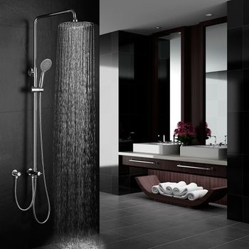 Kibath Columna De Ducha Sin Grifería Cuadrada 80-120 Cm Ark Acabado Cromo Brillo Fabricado En Latón