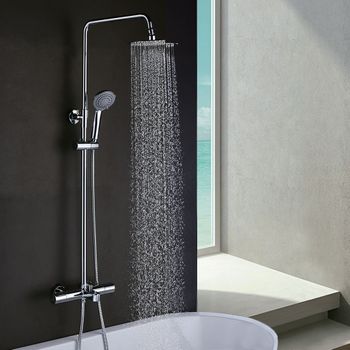 Kibath Columna De Ducha Termostático Redonda 80-120 Cm Lop Acabado Cromo Brillo Fabricado En Latón