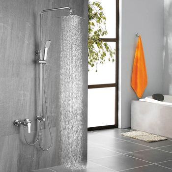 Kibath Columna De Ducha Sin Grifería Cuadrada 100-150 Cm Ark Extralarga Acabado Cromo Brillo Fabricado En Latón