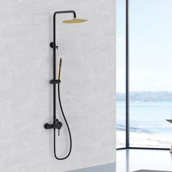 Columna de ducha monomando retro SENISE dorado envejecido – Entorno Baño