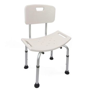 Asiento De Baño 48 Cm Con Respaldo Acabado Blanco Mate Fabricado En Abs