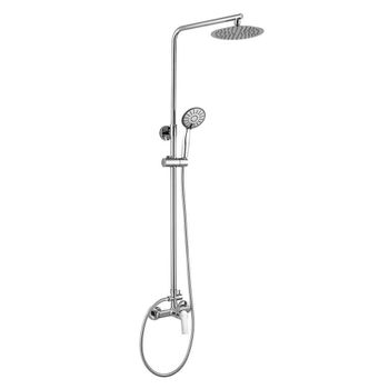 Kibath Columna De Ducha Monomando Redonda 100-150 Cm Six Extralarga Acabado Cromo Brillo Fabricado En Latón