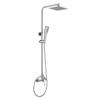 Kibath Columna De Ducha Monomando Cuadrada 100-150 Cm Six Extralarga Acabado Cromo Brillo Fabricado En Latón