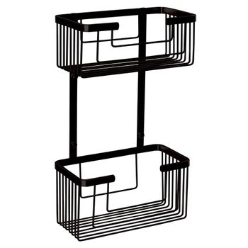 Cesta Portagel Rectangular Doble Acabado Negro Mate Fabricado En Latón