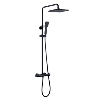 Columna De Ducha Termostático Redonda 83-120 Cm Acabado Negro Mate  Fabricado En Latón con Ofertas en Carrefour