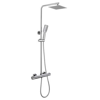 Kibath Columna De Ducha Termostático Cuadrada 83-120 Cm Acabado Negro Mate Fabricado En Latón