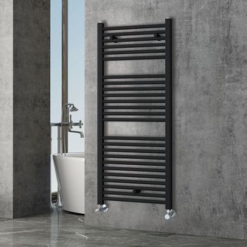 Kibath Radiador Secatoallas 80 Cm X 50 Cm Circuito Calefacción Acabado Negro Mate Fabricado En Acero