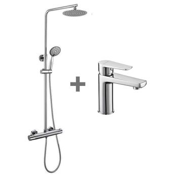 Kibath Columna de ducha monomando extralarga TOR tubo redondo extensible  regulable en altura de 100 a 150 cm. Acabados en cromo brillo. Ducha de  mano