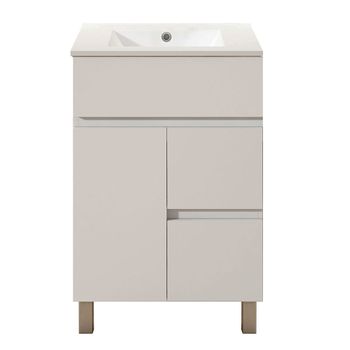 Mueble De Baño Con Lavabo,, Mod. Urban 60x45 Cm  Acabado Blanco Brillo 2 Cajones Y 2 Puertas