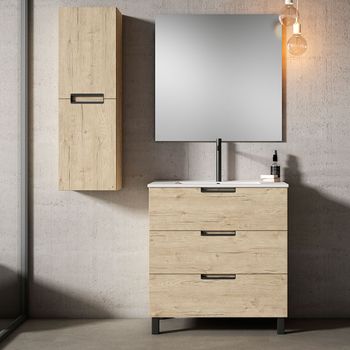 Mueble De Baño Suspendido Con Lavabo Cerámico, 2 Cajones Con Cierre  Amortiguado Y Organizador, 80 Cm - Mist Mate Tirador Cromo Brillo con  Ofertas en Carrefour