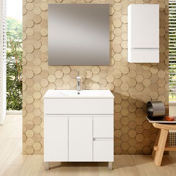 Mueble baño ALMAGRO CAMBRIAN de 80 cm ,con lavabo ceramico y espejo.Nuevo  modelo en oferta por su lanzamiento - Zomwy