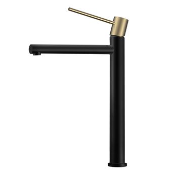 Grifo De Lavabo Monomando Zuñi Alto Acabado Negro Mate Fabricado En Latón