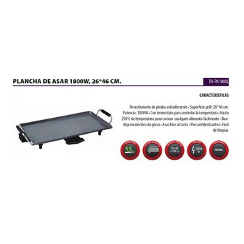 Plancha de asar eléctrica para carne y verduras, lisa y grill de 1500W,  superficie de 40x25cm BN3678 – Gem Supplies S.L.