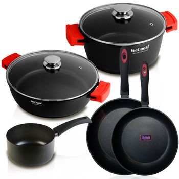 Batería Cocina Inducción 14 Piezas, Antiadherente Mármol Sin Pfoa,  Aluminio, Cazuelas Sartenes Negro Berlinger Haus Black Rose con Ofertas en  Carrefour