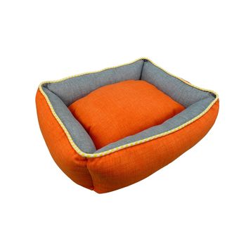 Cama Cuna Cuadrada Bicolor Reversible T1 50x40  Naranja/gris