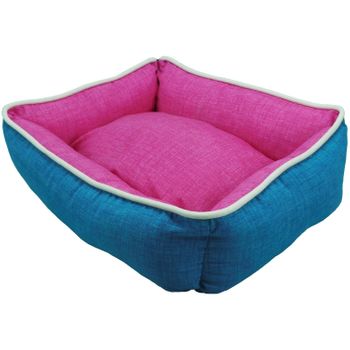 Cama Cuna Cuadrada Bicolor Reversible T1 50x40 Turquesa/rosa