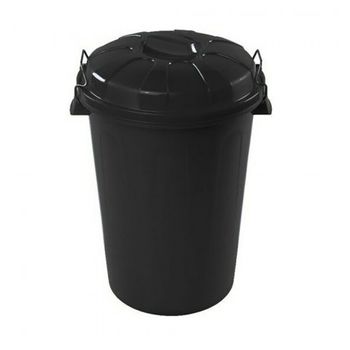 Cubo De Basura Con Tapa 21 Litros Basurero Negro Asas De Presión