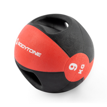 Balón Medicinal Con Agarre Bodytone Mb9 - 9 Kg Negro Y Rojo