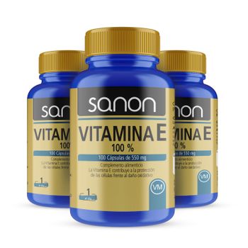 Pack 3  Vitamina E 100% 100 Cápsulas  Sanon