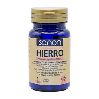 Hierro+vitamina C+ácido Fólico+ Vitamina B12 30 Cápsulas Vegetales Sanon