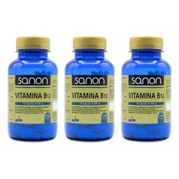 Pack 3  Vitamina B12 120 Cápsulas  Sanon
