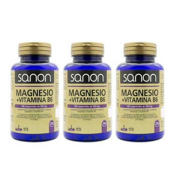 Pack 3  Magnesio + Vitamina B6 180 Comprimidos  Sanon