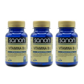 Pack 3  Vitamina B12 60 Cápsulas  Sanon