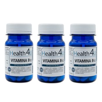 Pack 3  Vitamina B12 30 Cápsulas  Health4u