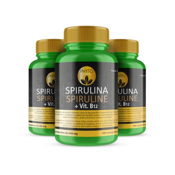 Pack 3  Spirulina + Vitamina B12 300 Comprimidos  Phytofarma