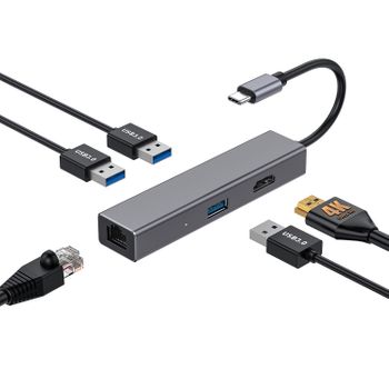 Coolbox Hub Minidock04 Usb-c 5 En 1: Ethernet, Hdmi, 3 X Usb3.0