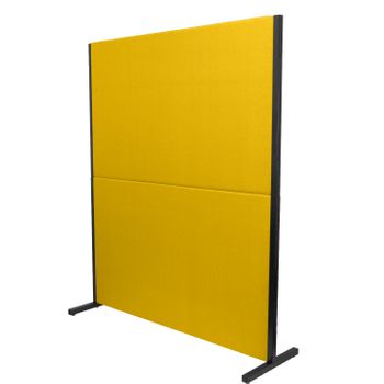 Biombo Separador Para Oficinas Y Centros De Trabajo, Desmontable Y Con Estructura De Color Negro  Tapizado En Tejido Bali Color Amarillo Piqueras Y Crespo Modelo Valdeganga