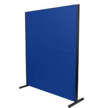 Biombo Separador Para Oficinas Y Centros De Trabajo, Desmontable Y Con Estructura De Color Negro  Tapizado En Tejido Bali Color Azul Piqueras Y Crespo Modelo Valdeganga