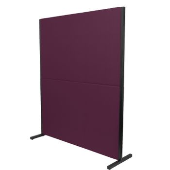 Biombo Separador Para Oficinas Y Centros De Trabajo, Desmontable Y Con Estructura De Color Negro  Tapizado En Tejido Bali Color Morado Piqueras Y Crespo Modelo Valdeganga