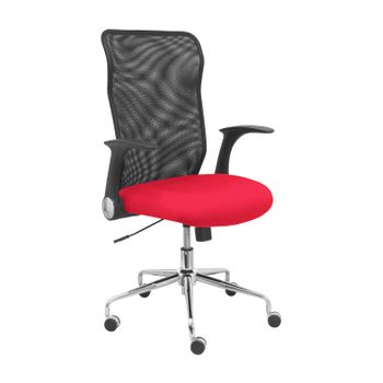 Silla De Oficina Minaya Respaldo Malla Negro. Asiento Bali Rojo