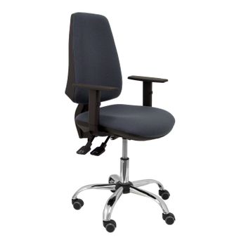 Silla De Oficina Ergonómica Con Mecanismo Sincro Y Regulable En Altura - Asiento Y Respaldo Tapizados En Tejido Bali Color Gris Oscuro - Brazos Regulables - Espuma Viscoelástica - (uso Intensivo 24 Horas) Piqueras Y Crespo Modelo Elche S 24 Horas