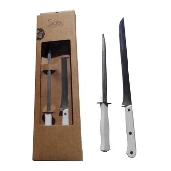 Cuchillo Jamon + Chaira Bl.000 Estuche