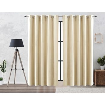 Cortinas Opacas Con Anillas 2 Uds Terciopelo Crema 140x225 Cm