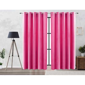 Cortina Efecto Aterciopelado Oscurante Lisa Anillas Vipalia 140x260 Cm Rosa