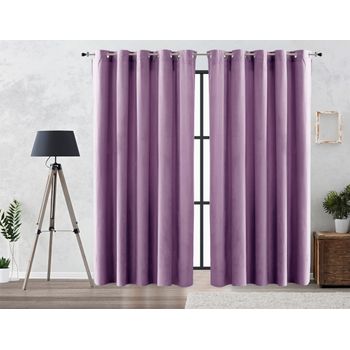 Cortina Efecto Aterciopelado Oscurante Lisa Anillas Vipalia 200x260 Cm Morado