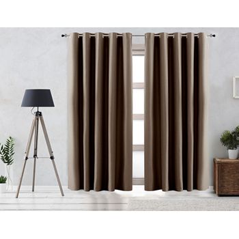 Cortina Oscurante Lisa Anillas Vipalia Rustica 140x255 Cm Marron