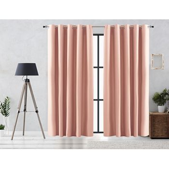 Cortina Oscurante Lisa Anillas Vipalia Rustica 200x255 Cm Rosa