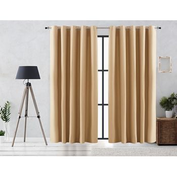 Cortina Oscurante Lisa Anillas Vipalia Rustica 300x255 Cm Natural