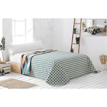 Colcha Estampada Reversible Acolchada Bouti Cruces Vipalia Cama 90 Cm