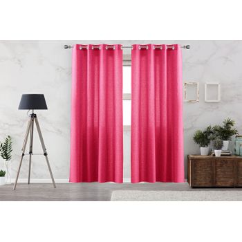 Cortina Jaspeada Lisa Anillas Vipalia 150x260 Cm Fucsia