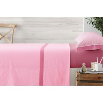 Juego De Sábanas Tres Piezas Vipalia Bicolor Liso Cama 105 Cm Rosa / Rosa Oscuro