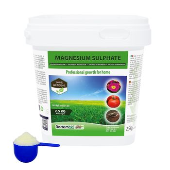 Sulfato De Magnesio Natural 2,5 Kg. Nortembio. Abono Para Favorecer El Crecimiento De Cultivos, Jardines.