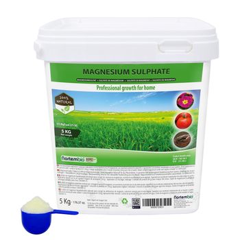 Sulfato De Magnesio Natural 5 Kg. Nortembio. Abono Para Favorecer El Crecimiento De Cultivos, Jardines.